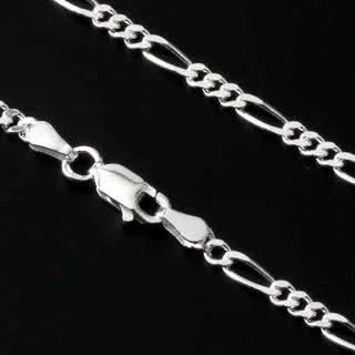 Silver Figaro Chain With Patented Anti Tarnish Finish