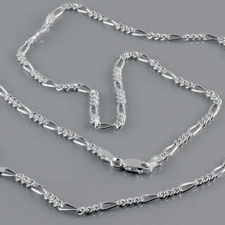 Solid Sterling Silver Figaro Chain 2.85mm - Lobster Clasp
