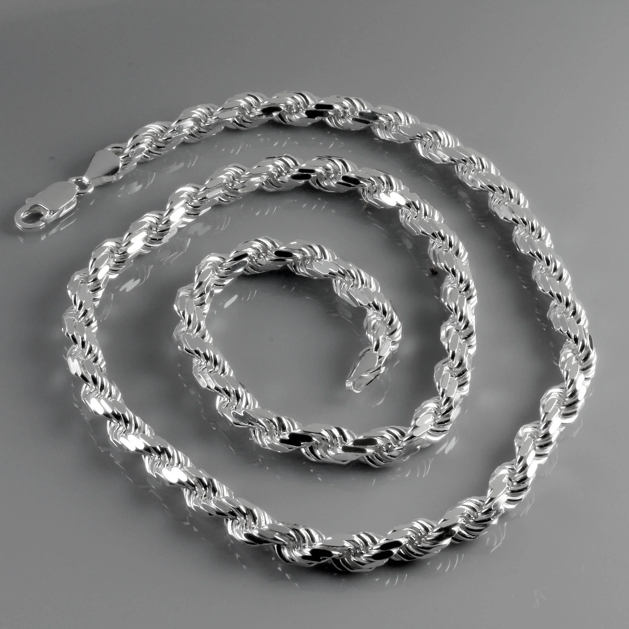 Mens Sterling Silver Diamond Cut Rope Chain Shop | bellvalefarms.com