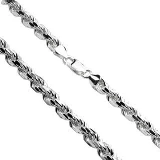 Silver Diamond Cut Rope Chain - The links are diamond cut which adds to the reflection of the chain