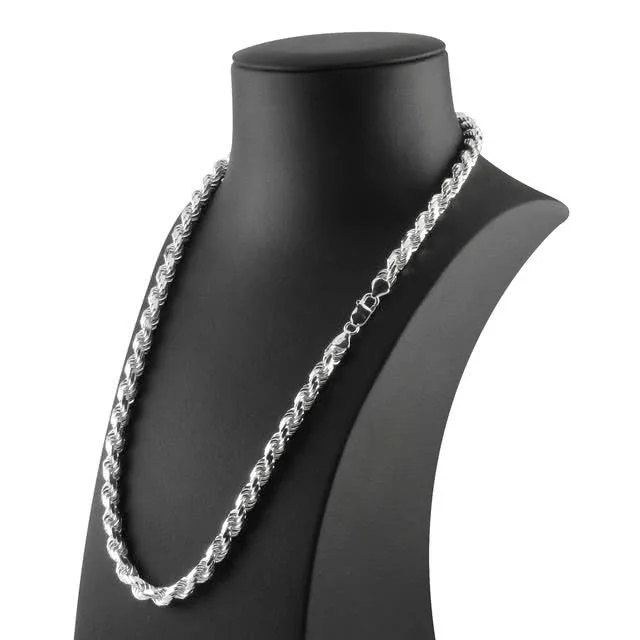 Unisex Diamond Cut Silver Rope Chain - Weighs 138 grams for the 32 inch - 81cm  version