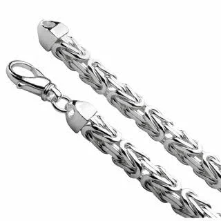 Chunky 8mm Wide Heavy Men's Square Byzantine Silver Chain