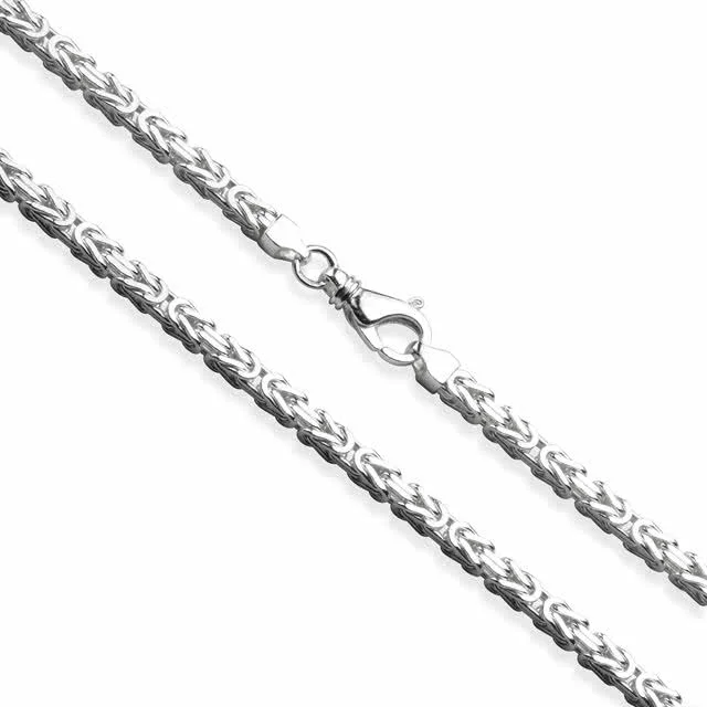 Square Byzantine Silver Chain 3.65mm Width