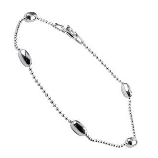 Silver Diamond Oval Cut Sparkle Bead Bracelet - Oval beads measure 6.60mm x 4.00mm