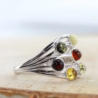 Bezel Set Multicoloured Baltic Amber Ring