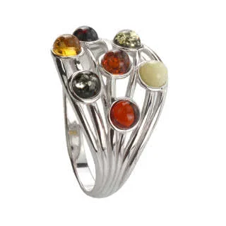 Colours of Amber Sterling Silver Ring