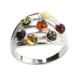 Green, Lemon, Honey, Cherry and Milky Amber Ring