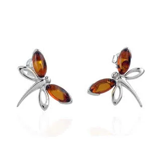 Honey Baltic Amber Dragonfly Earrings