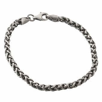 Oxidised Braided Curb Bracelet - 4.60mm
