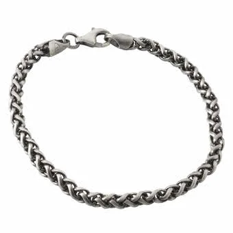 Men's Oxidised Silver Braided Curb Bracelet - 4.60mm