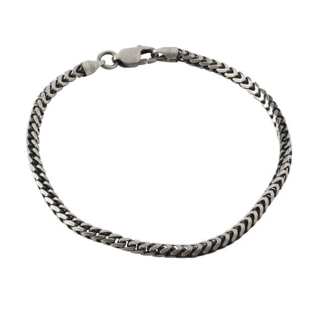 Sterling Silver Diamond Cut Men's Franco Bracelet 3.20mm