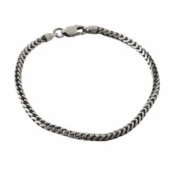 Oxidised Men's Franco Sterling Silver Bracelet - 3.20mm