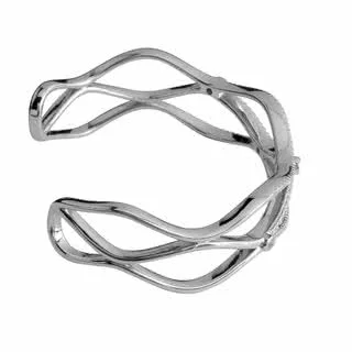 Solid Sterling Silver Hallmarked Triple Wave Bangle