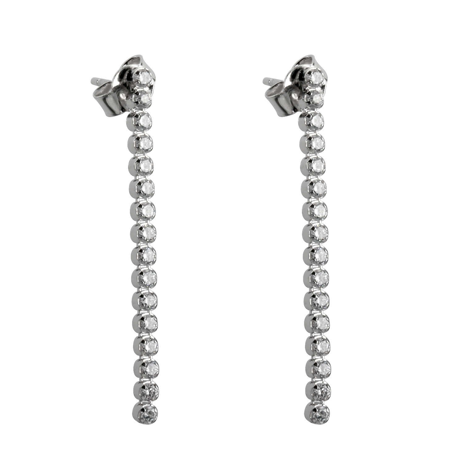 long sterling silver drop earrings rhodium plated