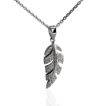 Silver Leaf Cubic Zirconia Pendant