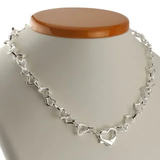 Sterling Silver Heart Clasp and Heart Link Necklace