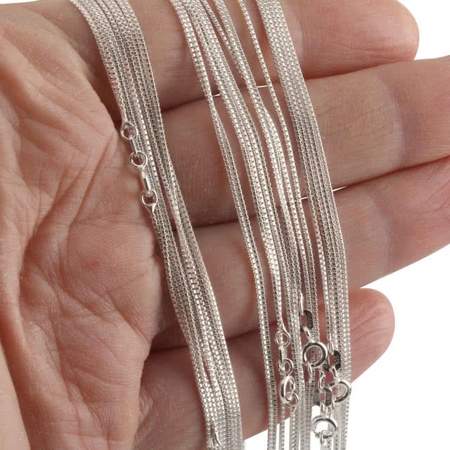 Lightweight Sterling Silver Box Chain for Pendants