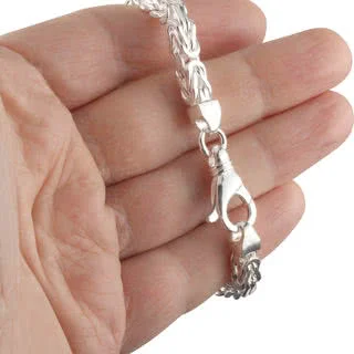 Men's Square Byzantine Silver Bracelet 5.90mm Width