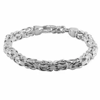 Men's Square Byzantine Silver Bracelet - 50 grams - 10 inches