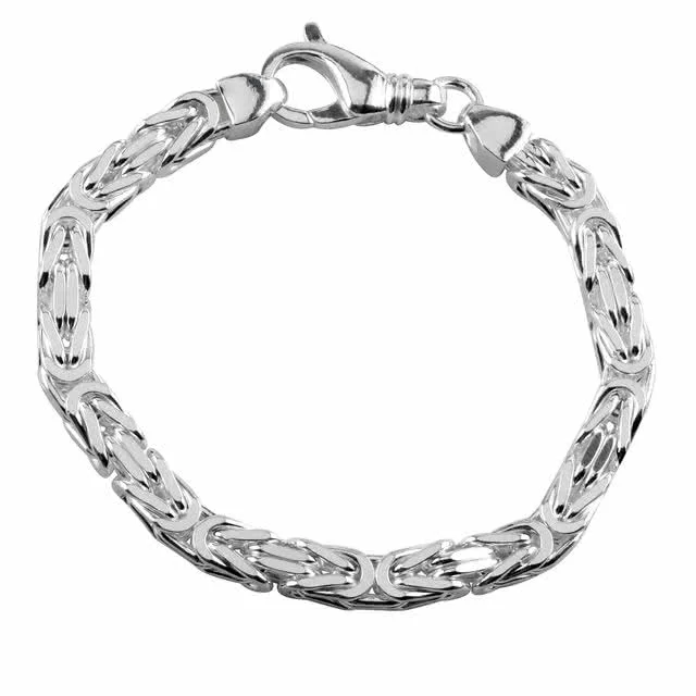 Men's Square Byzantine Silver Bracelet  - Clasp is soldered, ensuring it is strong and durable