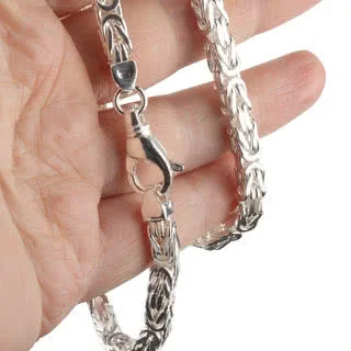 Men's Square Byzantine Silver Chain 18 - 28 inches in Length
