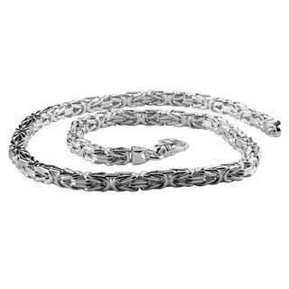 Men's Square Byzantine Silver Chain 5.90mm Width