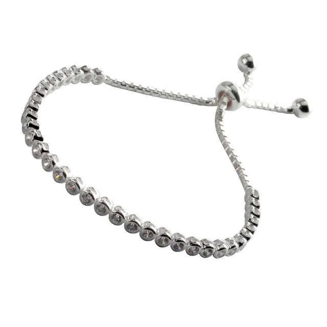 Sterling Silver Tennis Slider Bracelet