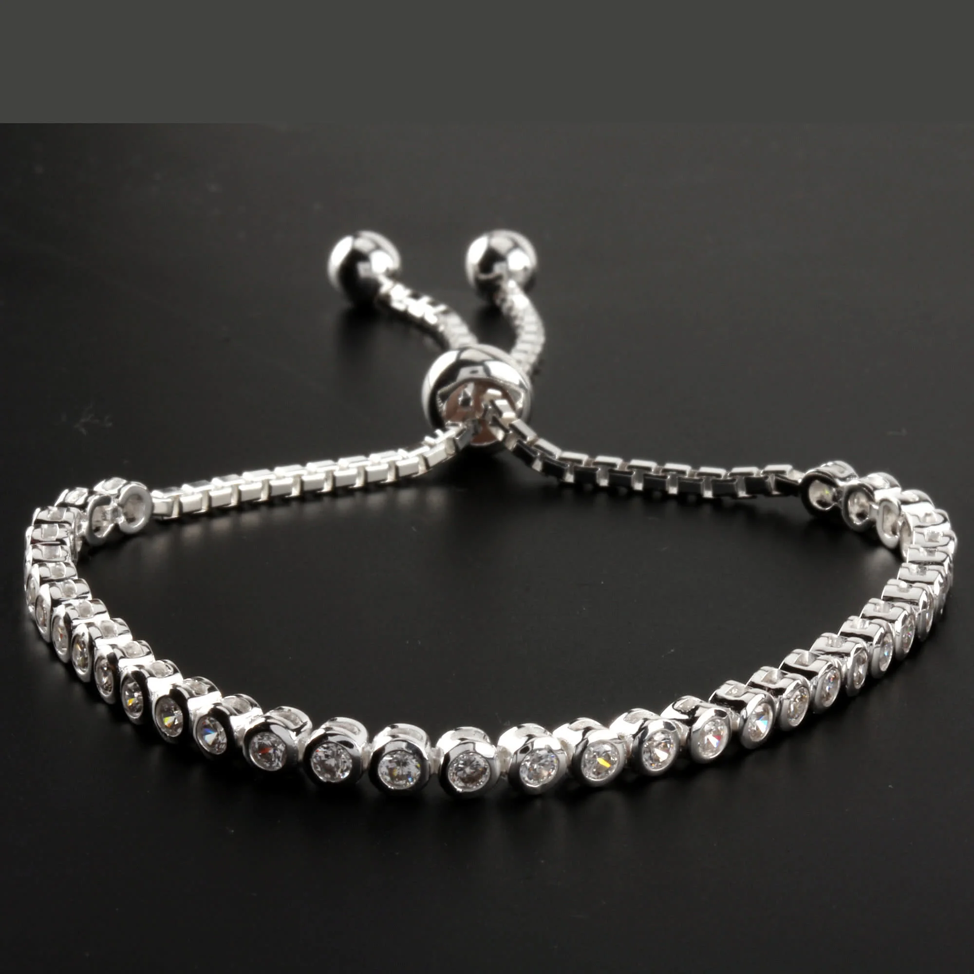 Sterling Silver 27 Diamonds Slider Bracelet – Silver Chic