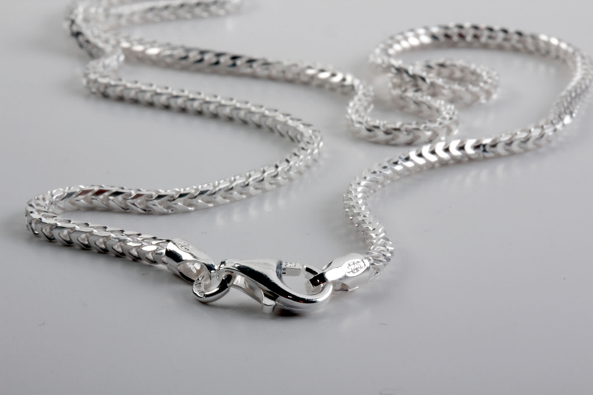 Sterling Silver Pendant Chain, Franco Chain Link, Ideal For Pendants Or To Wear As Slim Necklace