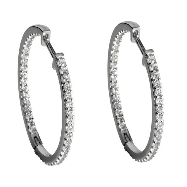 Silver CZ Hoop Earrings
