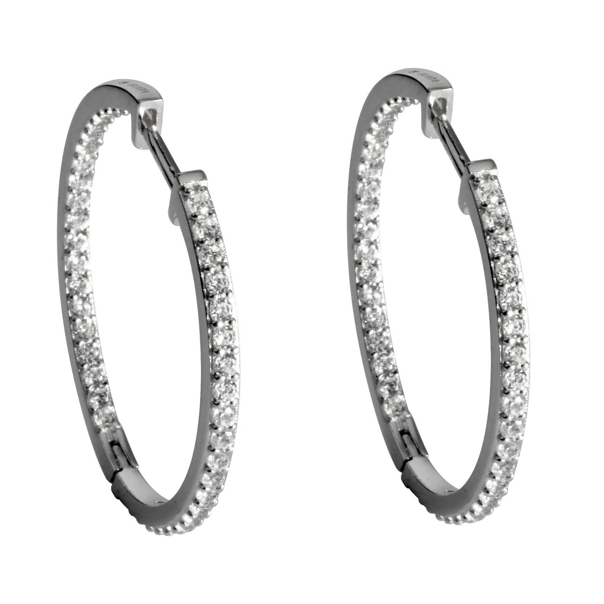 9ct Gold Cubic Zirconia Hoop Earrings in White  Goldmark AU