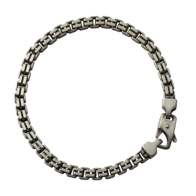 Men's Oxidised Silver Split Box Bracelet - 4.80mm Width Links - 24 grams