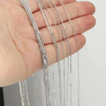 Diamond Cut Rhodium Plated Sterling Silver Belcher Chain