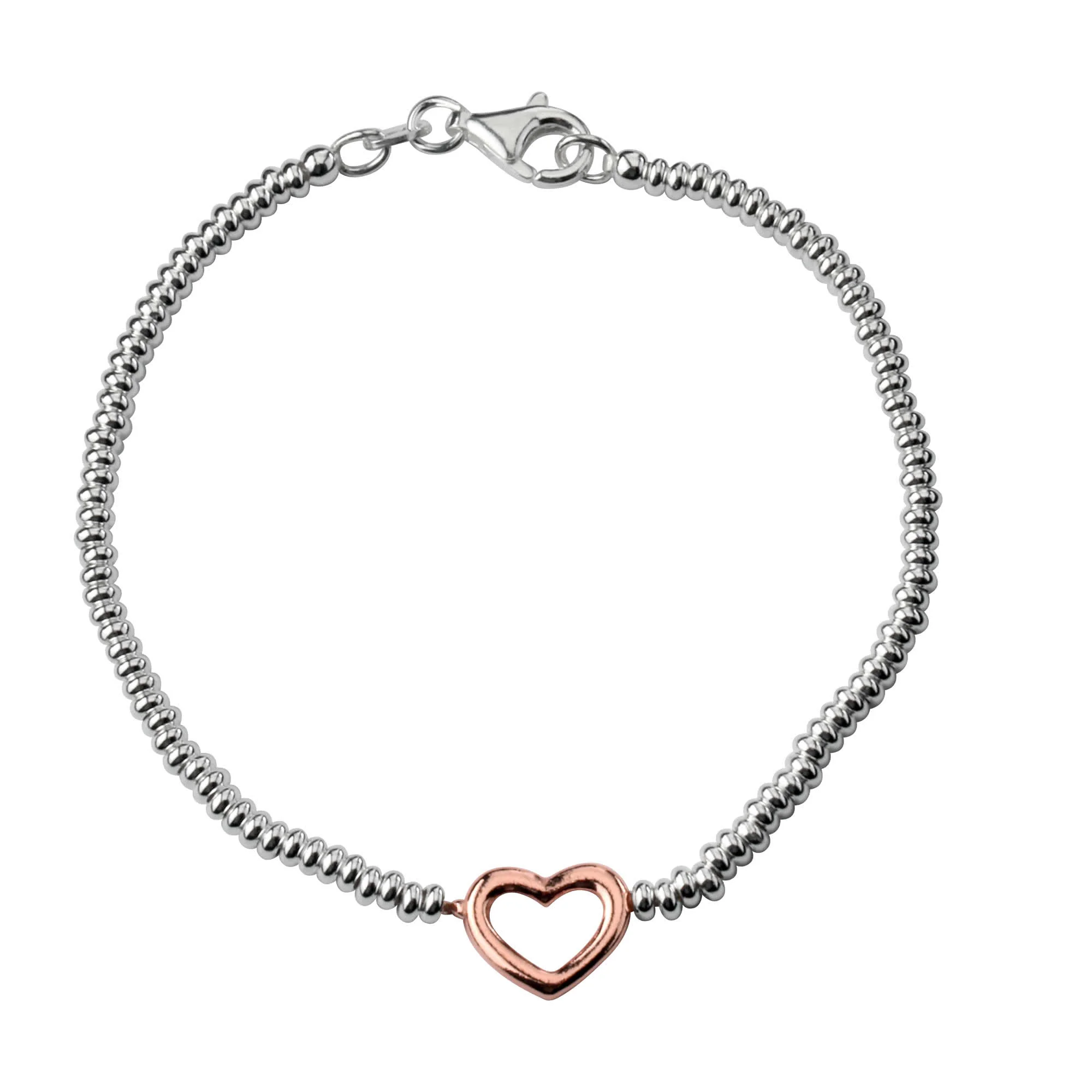 Silver bracelet with rose gold heart 2025