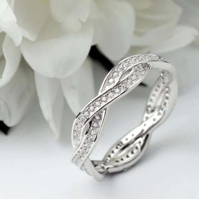 Silver Double Entwined Full Eternity Ring 