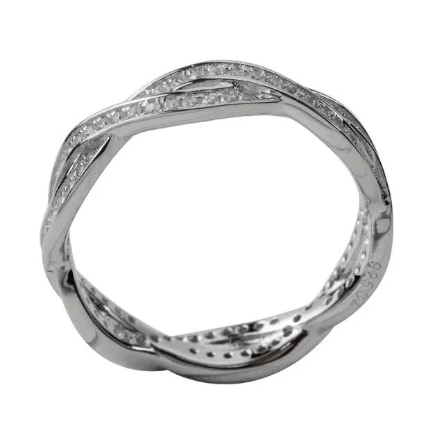 Side view of full eternity silver ring