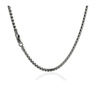 Rhodium Plated Sterling Silver Men's Box Chain