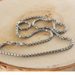 Round Rhodium Plated Sterling Silver Box Chain