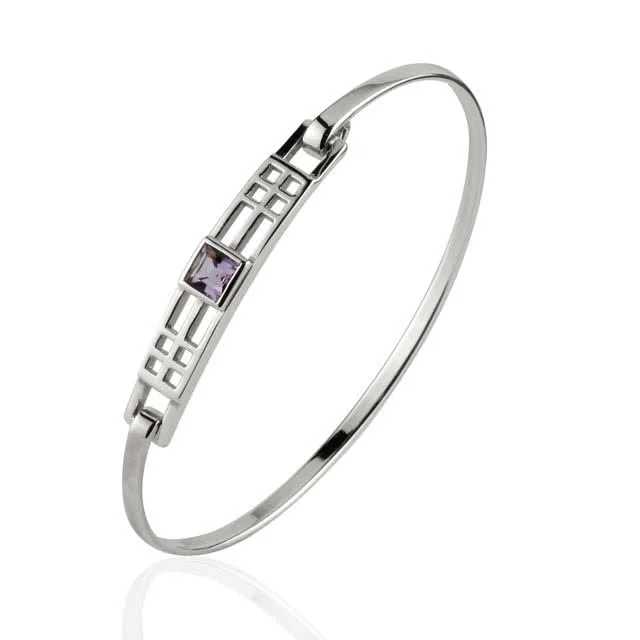 Amethyst Mackintosh Sterling Silver Bangle