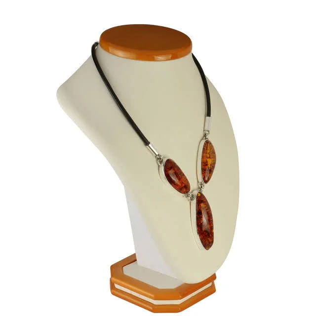 Baltic Amber Necklace - The two smaller pieces of Baltic amber measure an impressive 45mm x 23mm