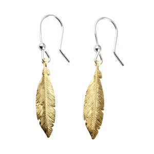 Gold Plated Sterling Silver Feather Earrings