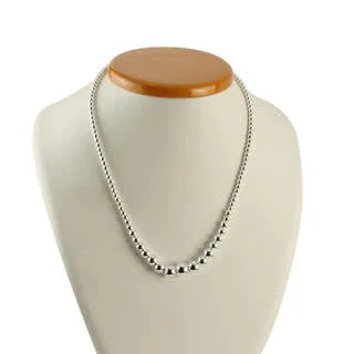 Graduated Sterling Silver Bead Necklace - The beads range from 4mm through to 10mm