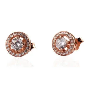 Rose Gold Plated Sterling Silver Halo Earrings