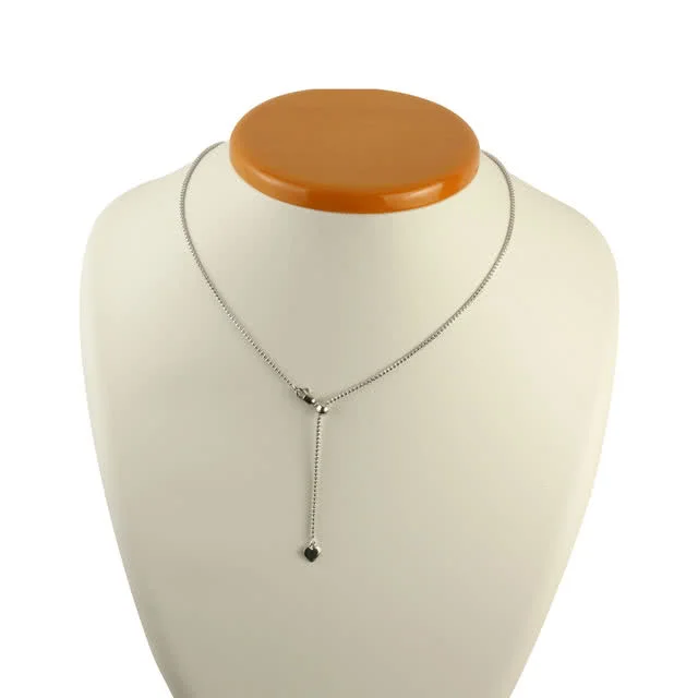 Sterling Silver Adjustable Pendant Chain - The excess chain hangs down at the back of the neck