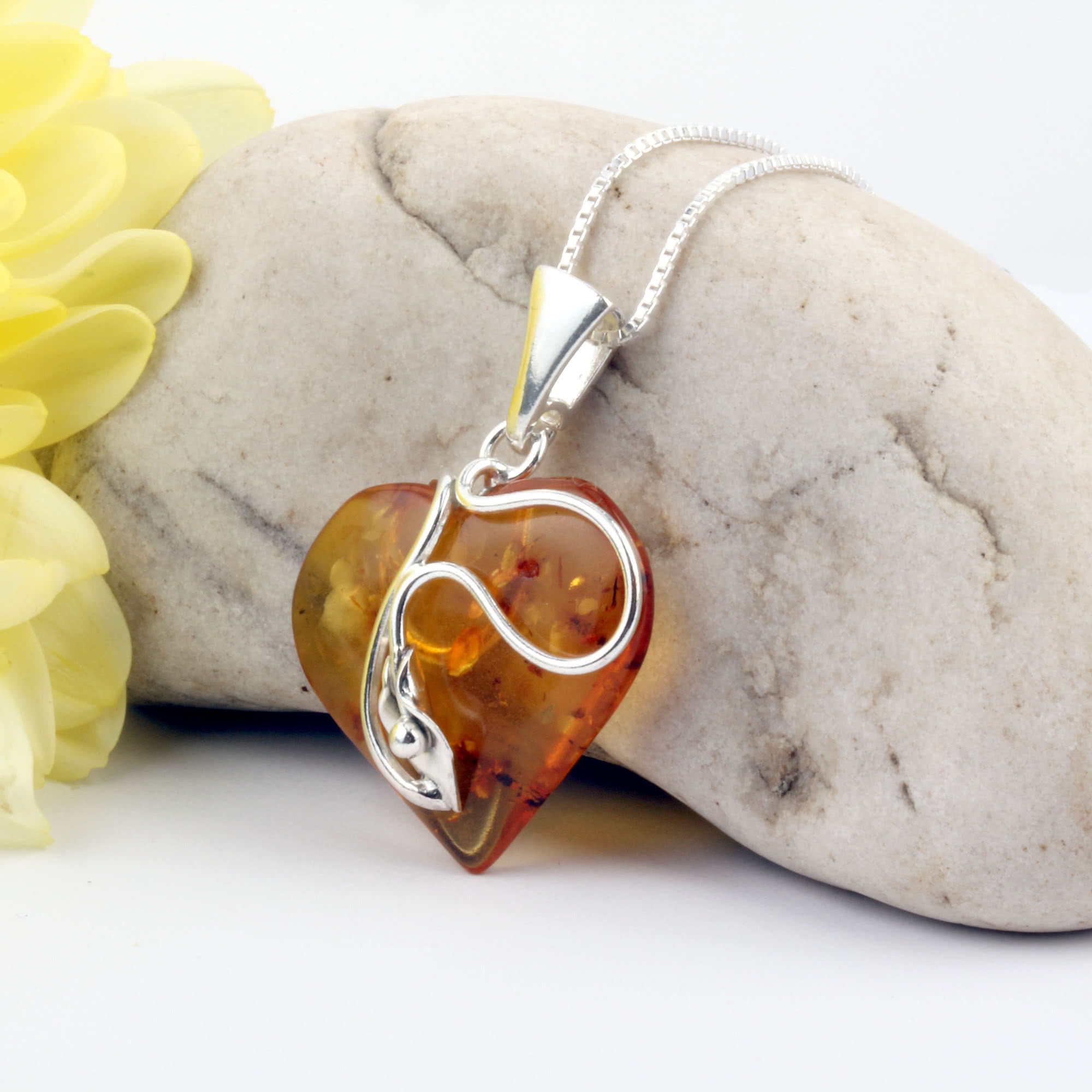 Amber Heart Pendant