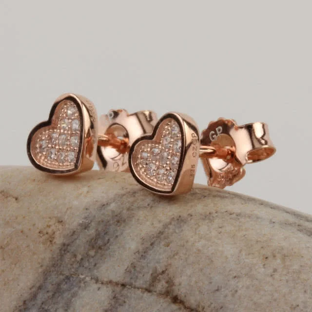 Rose Gold Heart Stud Earrings