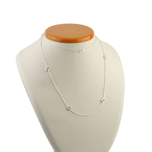 80cm Extra Long Ladies Silver Necklace