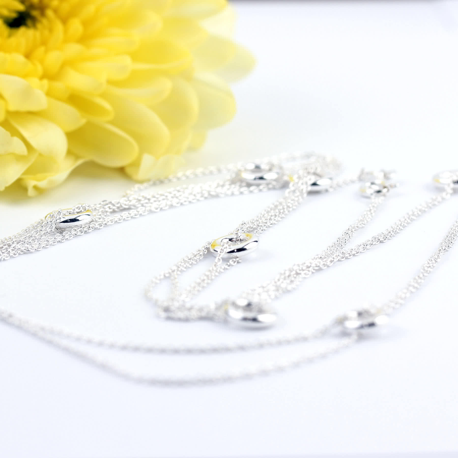 Silver Extra Long Circles Necklace