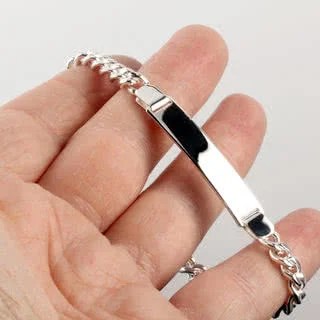 Engravable Identity Silver Bracelet - 5.80mm wide curb links