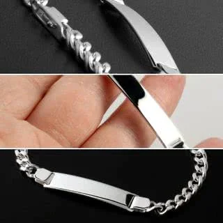 Solid Silver Personalised Unisex Identity Bracelet